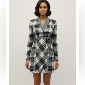 80s Vintage Sorrena Tokyo 9 Blazer Suit Dress Plaid Long Sleeve Size Small